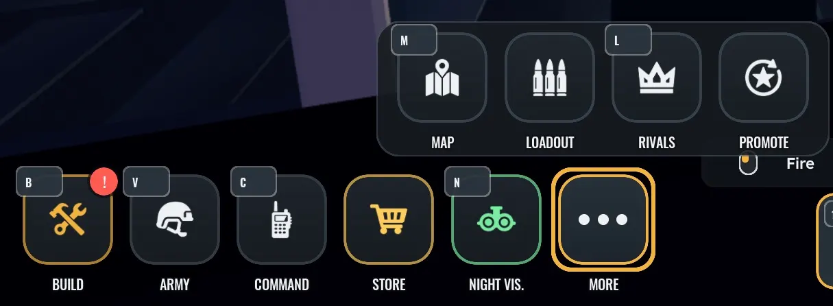 Army Commander Tycoon MORE menu with the PROMOTE button